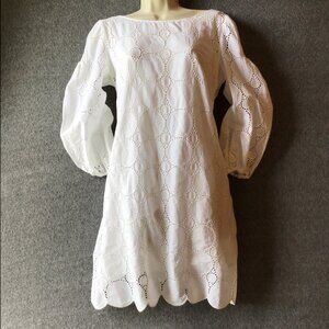 LAUNDRY by SHELLI EGAL White Cutout/Lace Dress with Balloon Sleeves.